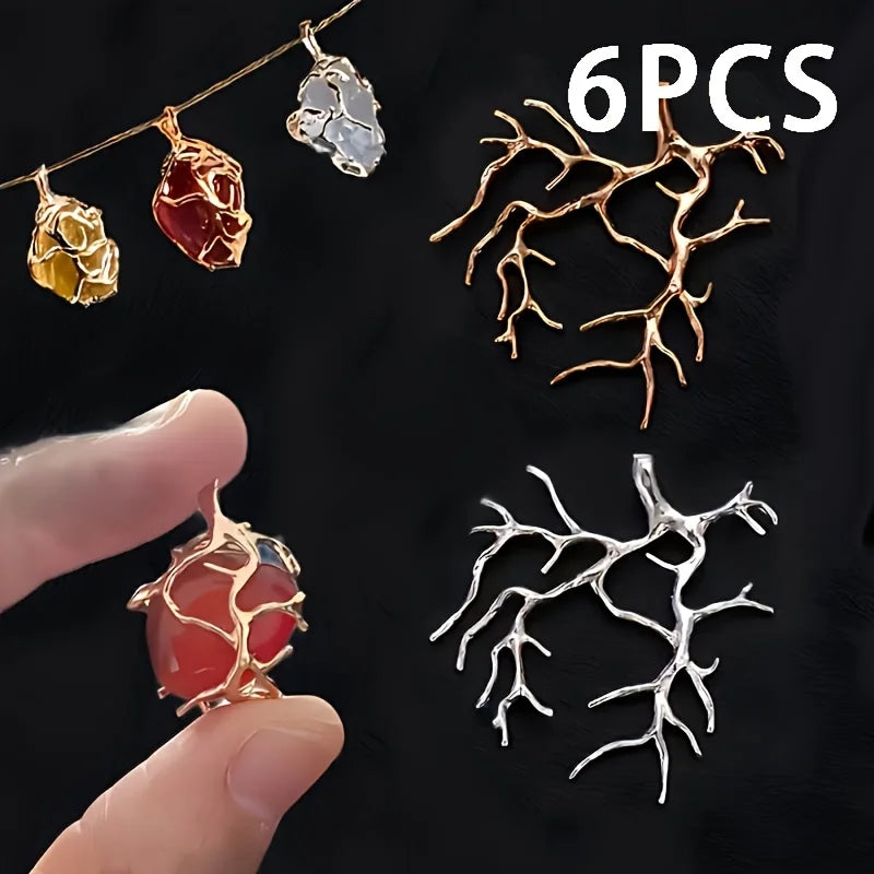 6pcs Branch Pendant Tray Set, for DIY Handmade Jewelry Making Materials