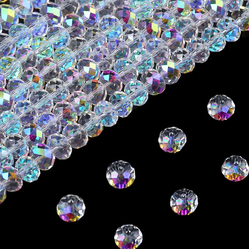 Austrian Crystal White AB Glass Beads Transparent With Hole Loose Beads
