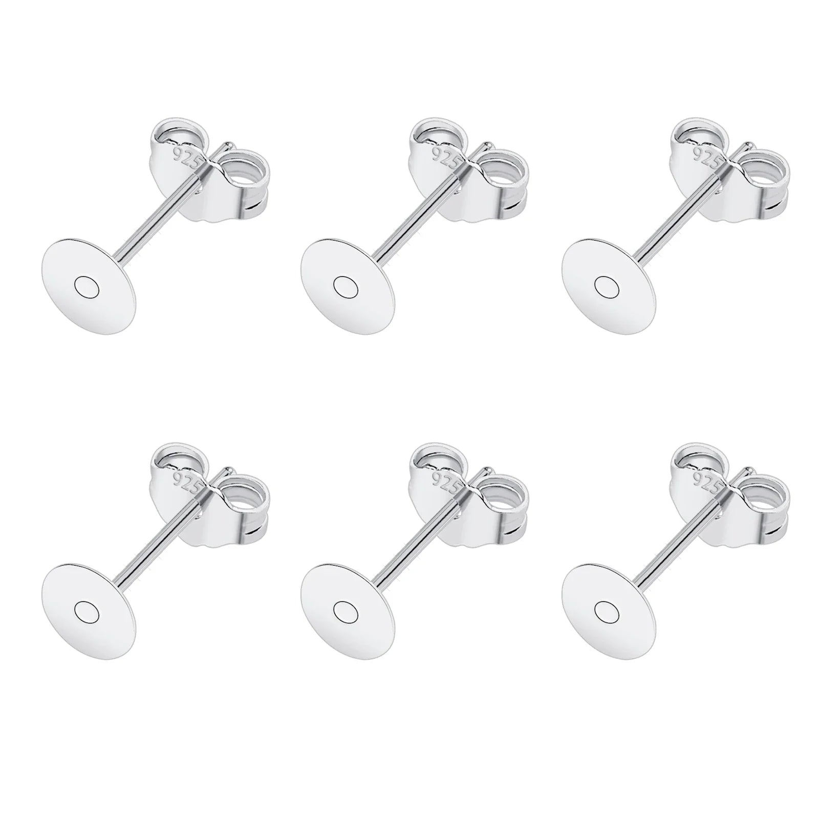 50pcs/Bag 925 Silver Stainless Steel Earring Studs Blank Post Base Pins With Earring Plug