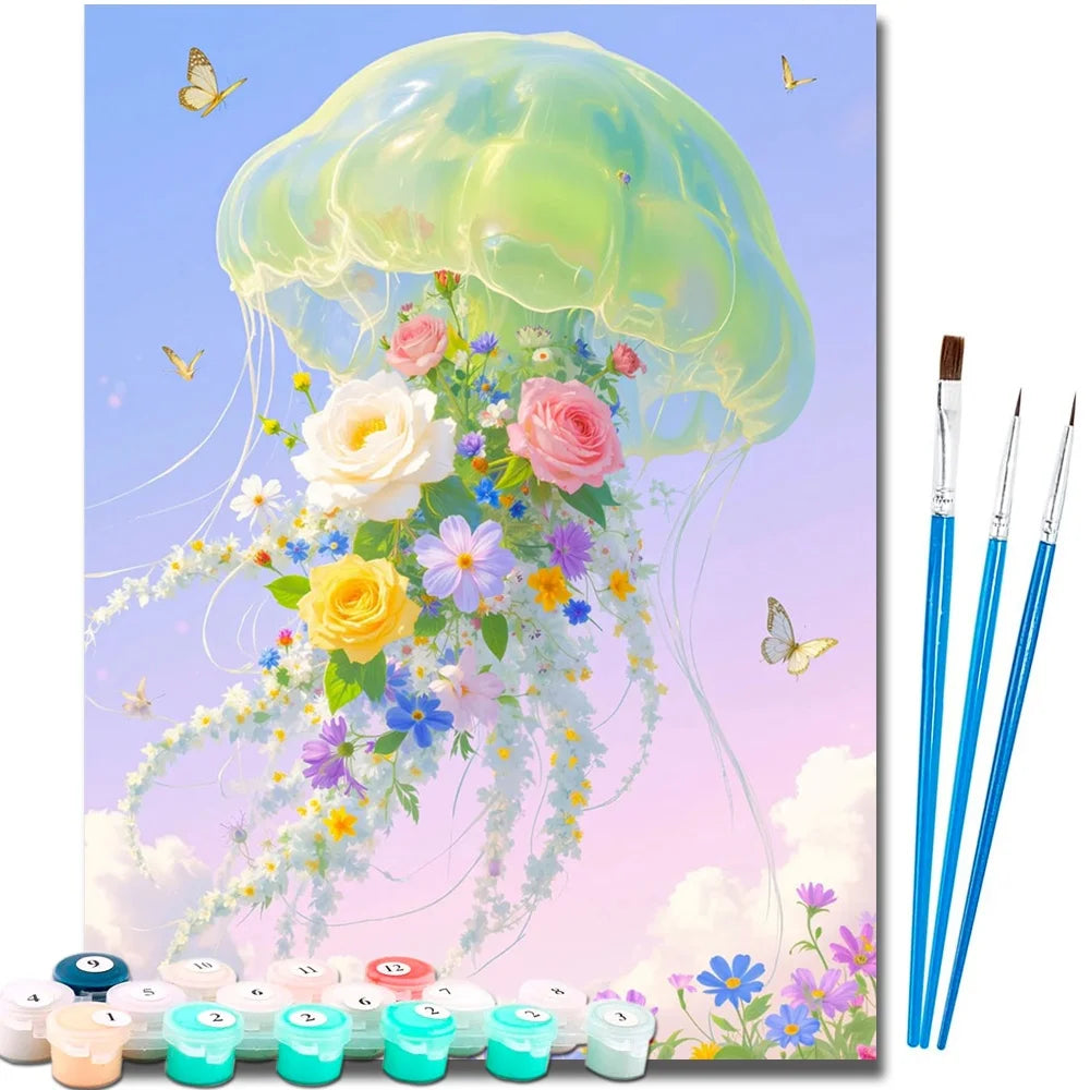 Flower Jellyfish Diy Art Paint By Numbers For Adult