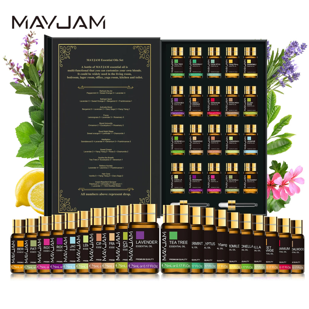 20 Bottles Essential Oils ,Lavender, Jasmine ,Eucalyptus ,Vanilla ,Sandalwood S,weet Orange and Geranium Patchouli