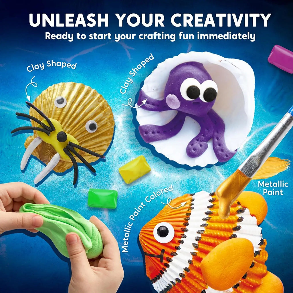 12PCS Kids Sea Shell Painting Kit toy  Glow in The Dark-Arts & Crafts for Boys Girls Ages 6+