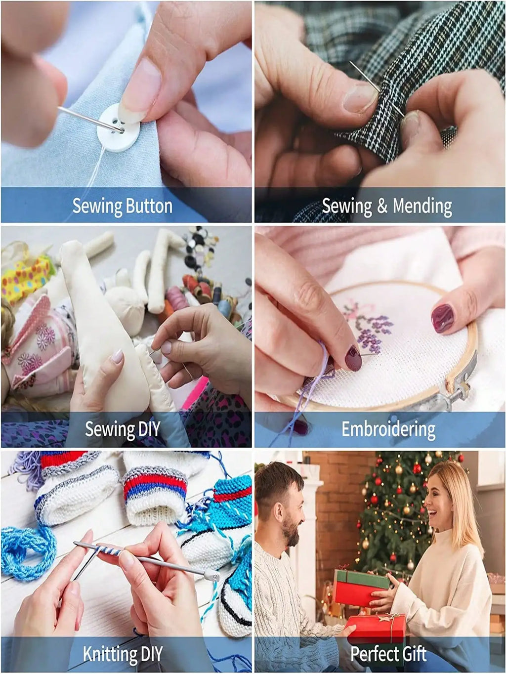 229pcs Sewing Kit with Threads & Needles - Household Embroidery & Cross Stitch Supplies Gift