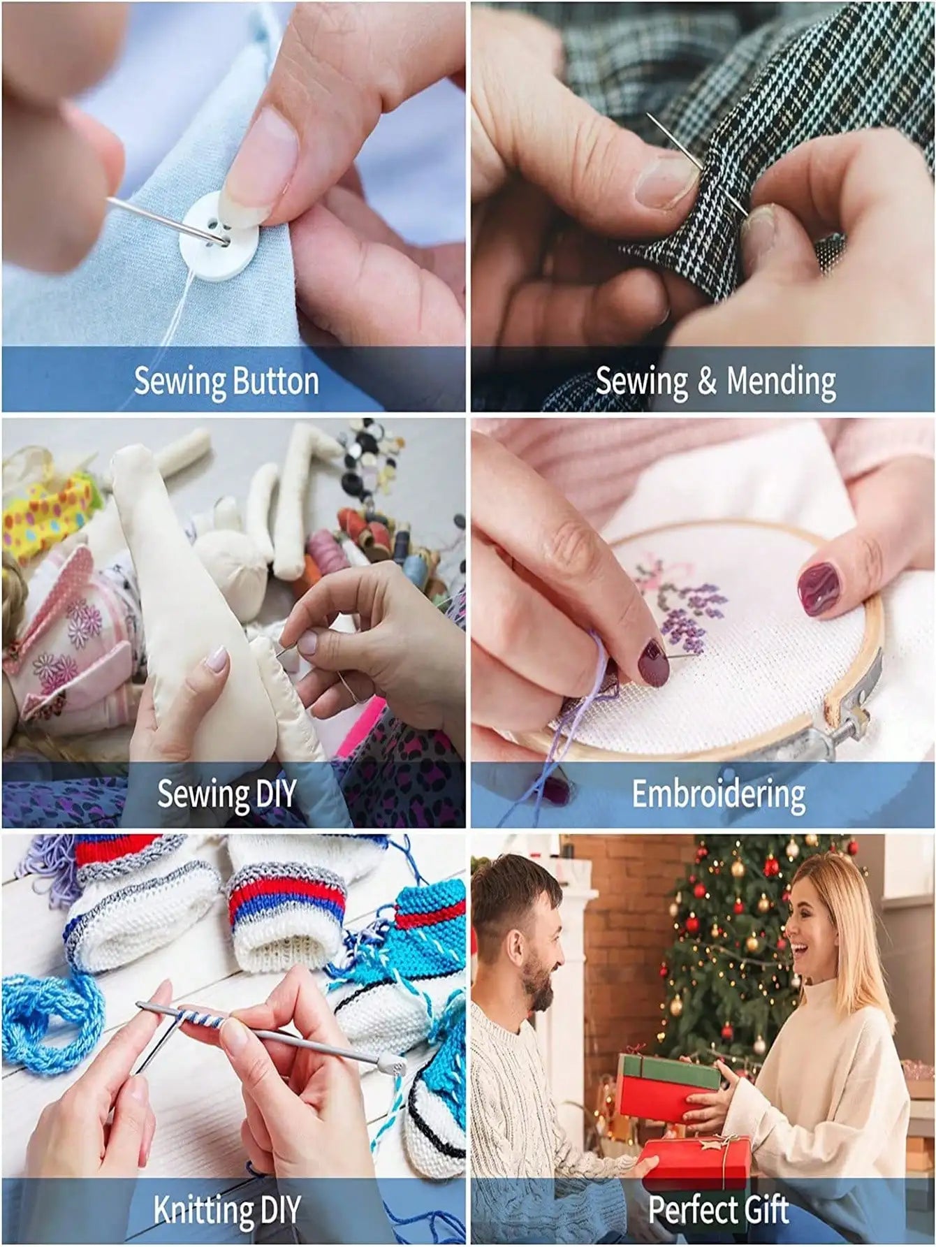 229pcs Sewing Kit with Threads & Needles - Household Embroidery & Cross Stitch Supplies Gift