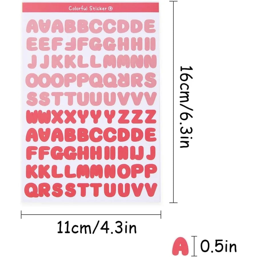 2400 Pieces Small Colorful Vinyl Letter Stickers 24 Sheets Self Adhesive Mini Alphabet Stickers 0.5 Inch Numbers Letters Labels