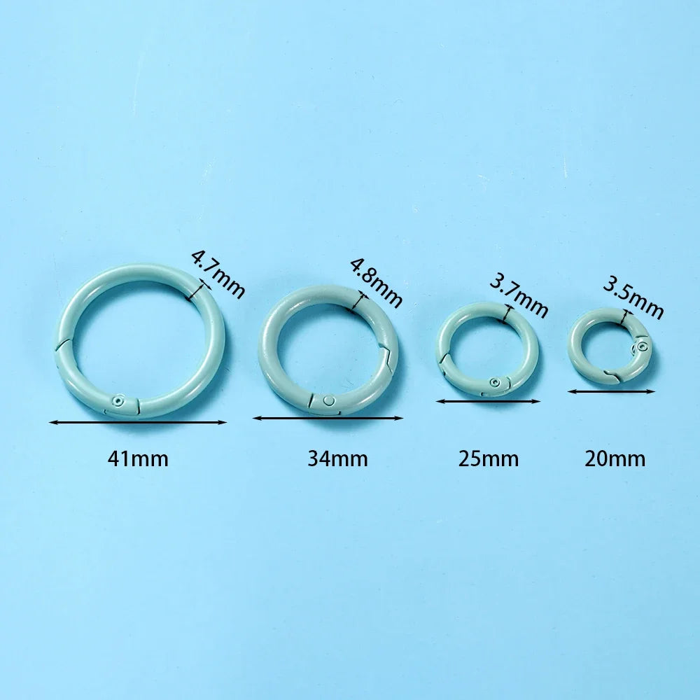 5Pcs/Lot 21 Colors Metal O Ring Spring Clasp Openable Round Carabiner Keychain Clips Hook