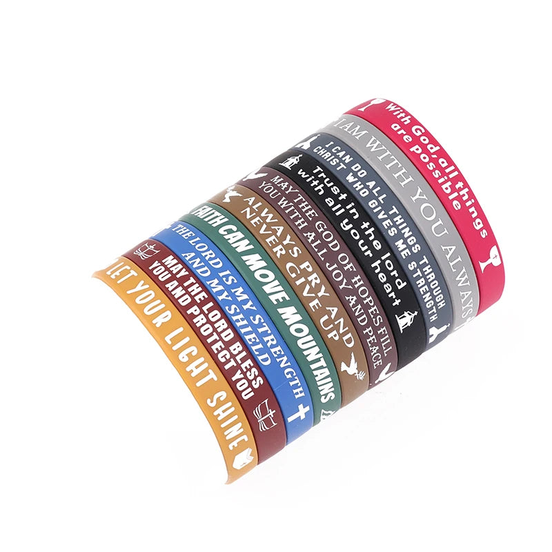 40pcs Inspirational Bible Verse Silicone Bracelets Faith-Based Wristbands