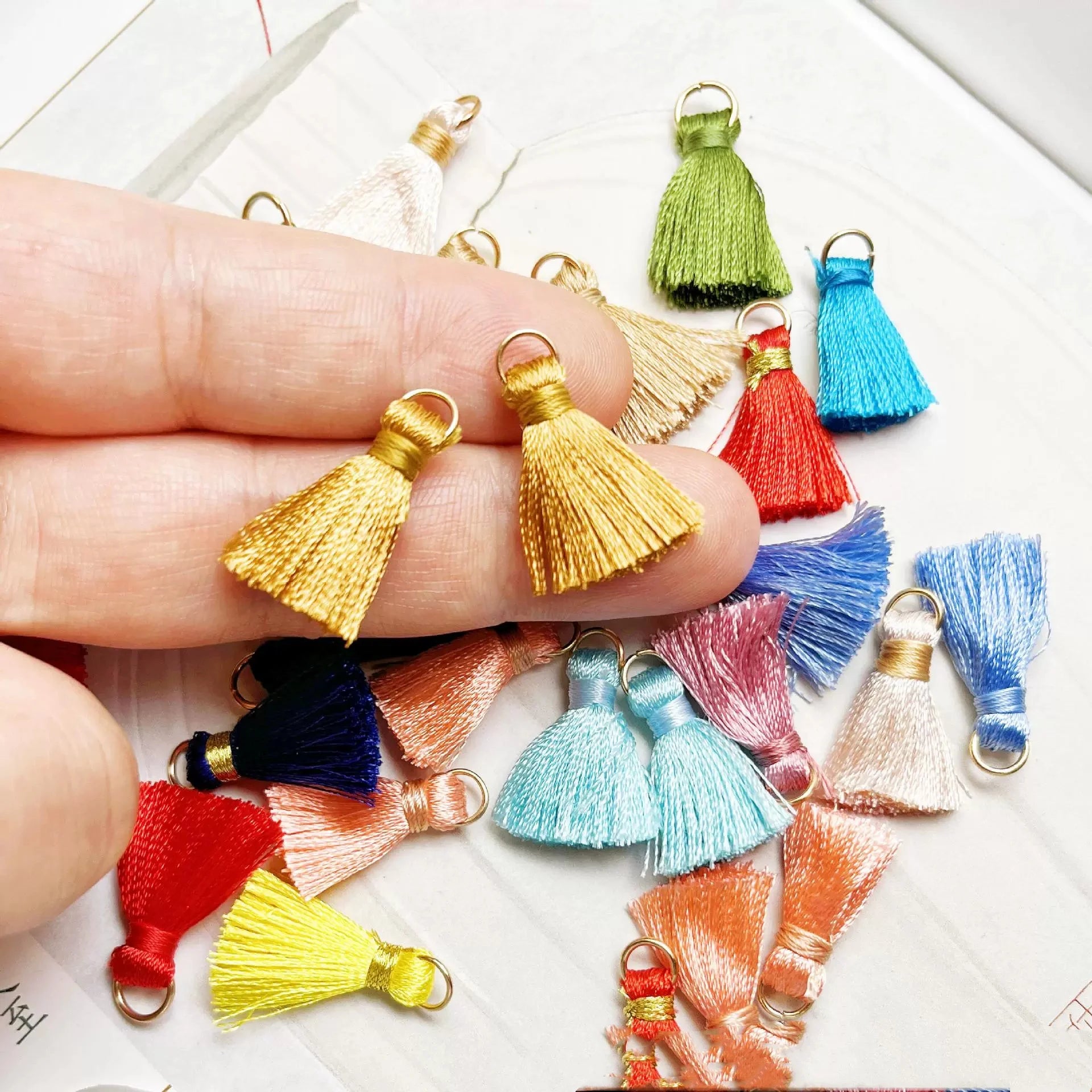 50/10pcs Mini Metal Hanging Ring Tassel Trim Pendant