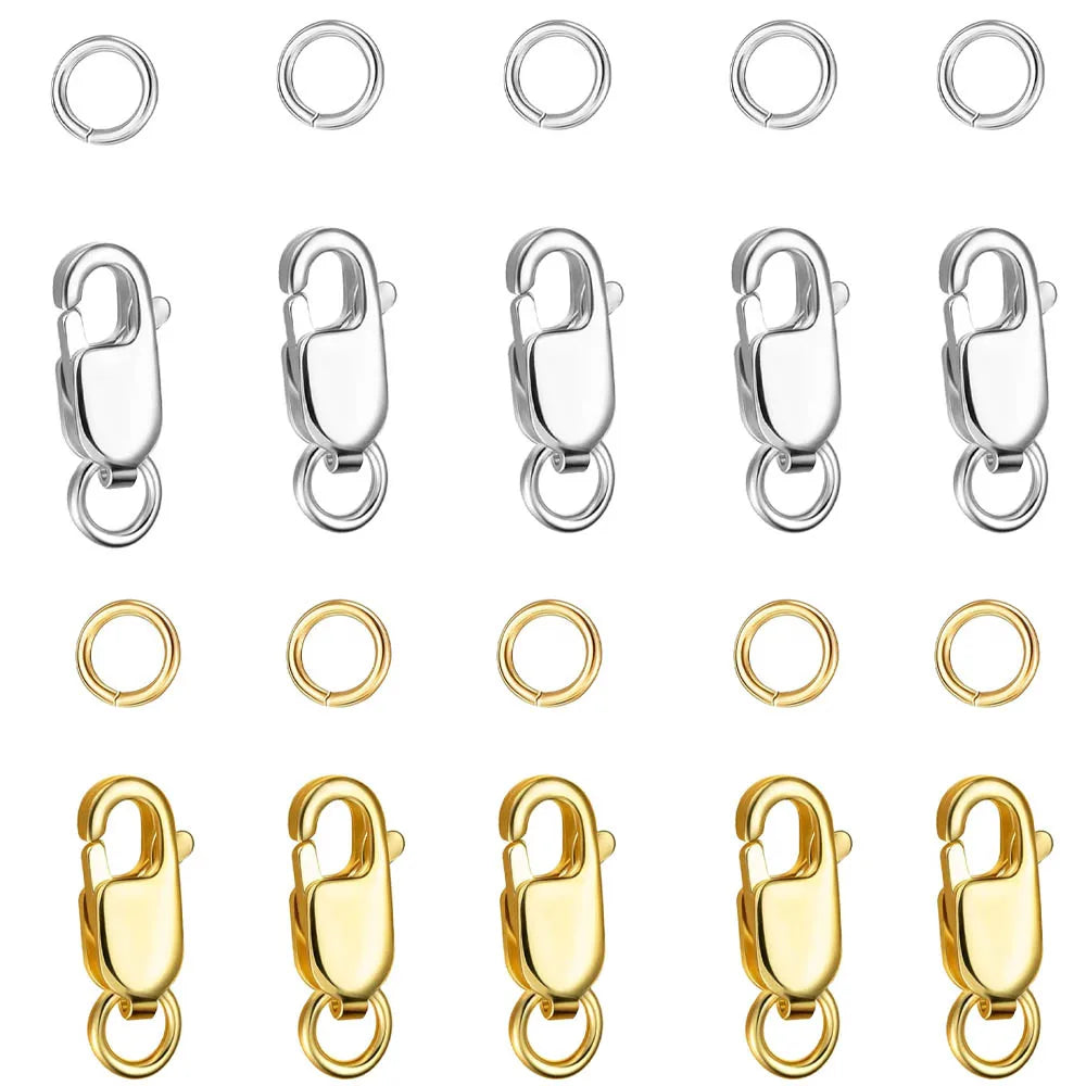 Stainless Steel Lobster Clasp with Closed Jump Rings
