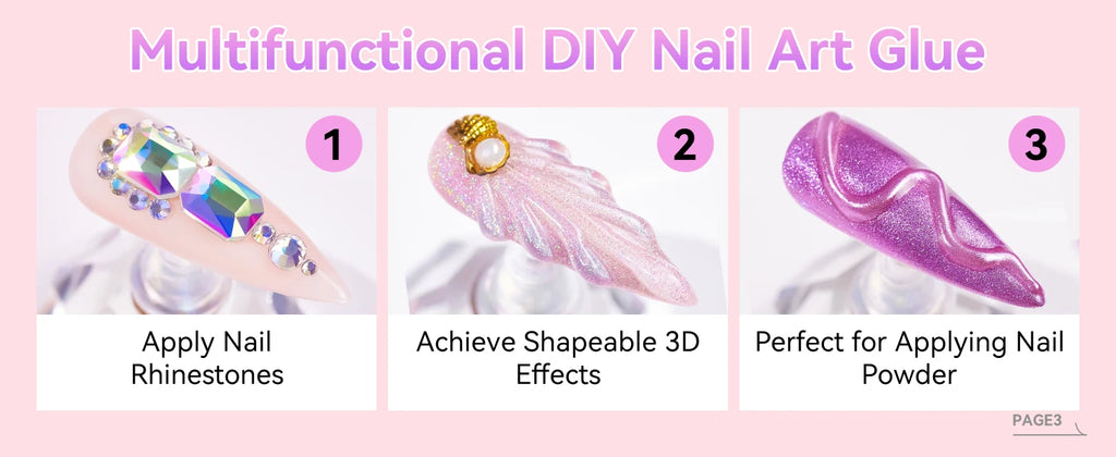 Nail Rhinestone Glue Set - for 3D Art Design Super Strong Adhesive
