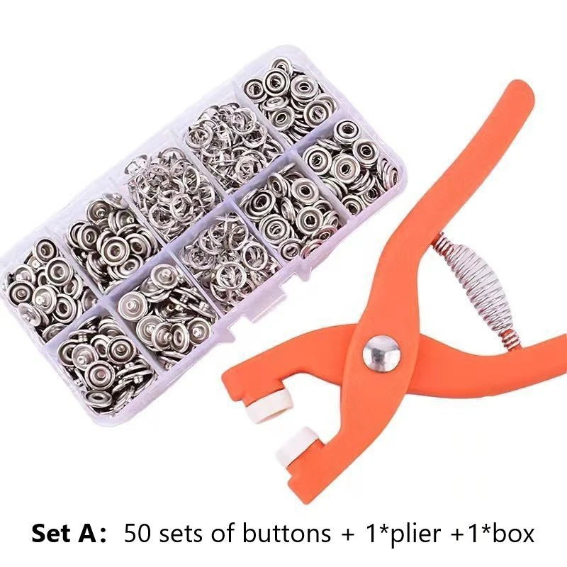 Snaps Buttons Pliers Set Snap Fasteners Kit Tool Sewing Buttons Press Studs Snap