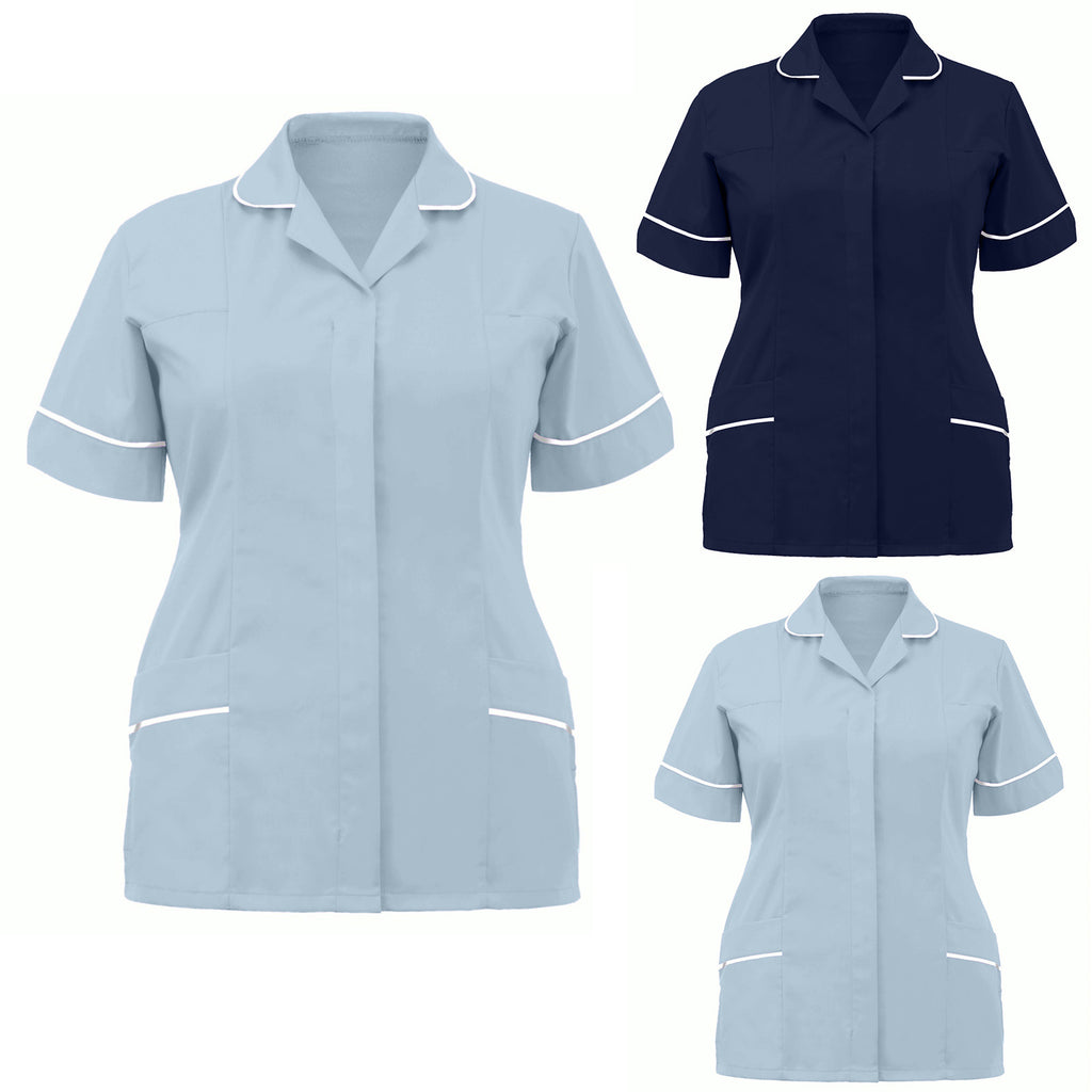 Women Nurses Uniform Clinic Care Clothing T-Shirt Summer Ladies Lapel Short Sleeve Scrubs Tops Work Wear Nursing Uniforms