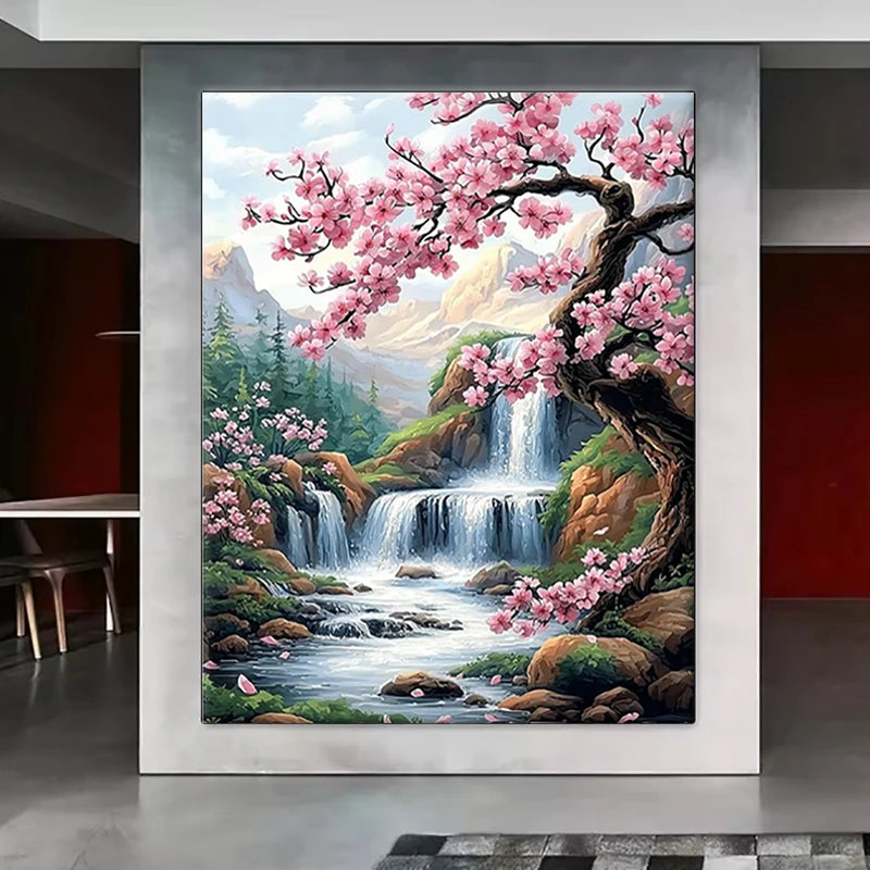 Waterfall Scenery 5D DIY Diamond Painting Kit 2026 Embroidery, Handmade Hobby Wall Decor.