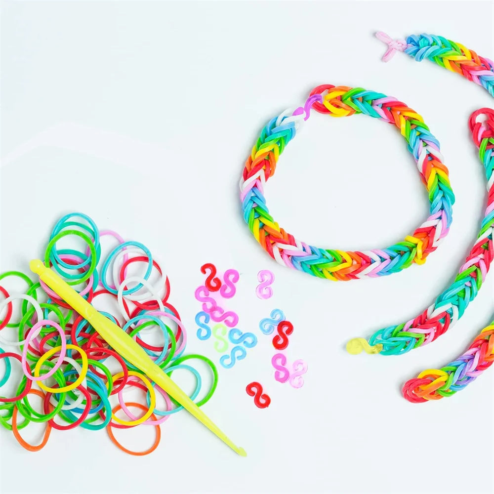600pcs Loom Rubber Bands Kit Bracelet Making Kit for Kids Elastic Weaving