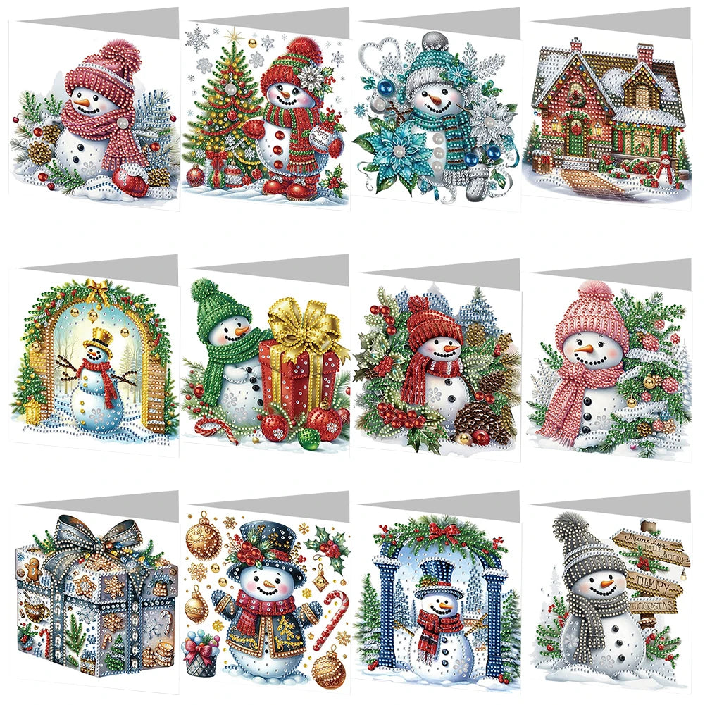 DIY Christmas Greeting Cards 12pc Diamond Painting Kits