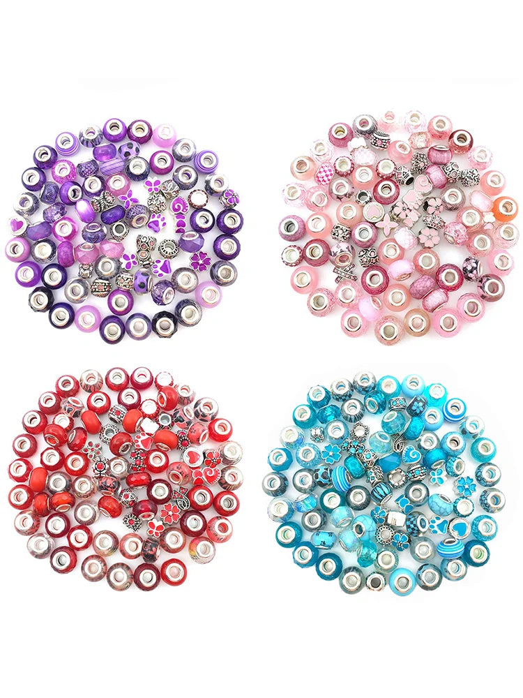 80 Pcs Large Hole Assorted Purple Resin Imitation Glass Beadsfor DIY Jewelry Making,