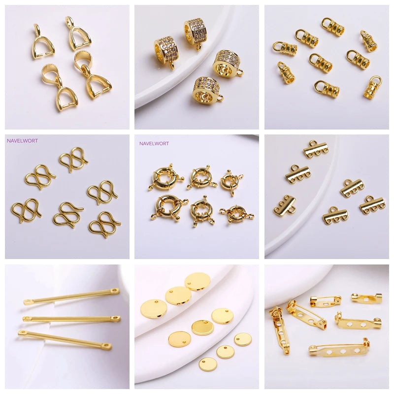 DIY Jewelry Accessories Inlaid Zircon Pearl Clasps Connectors 18K Gold Plated Pearl Clasps Fastener For Necklace Making Findings