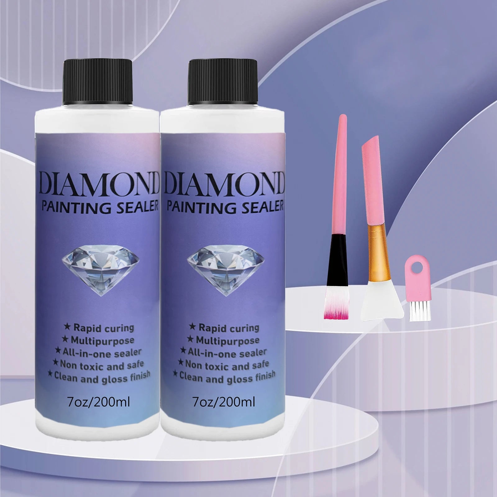 60ML/120ML/200ML Diamond Painting Sealer with 3 Pcs Brushes.