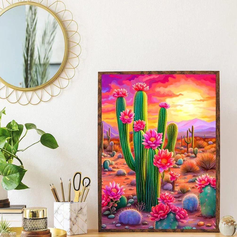 DIY Cactus Sunset Diamond Painting Kit