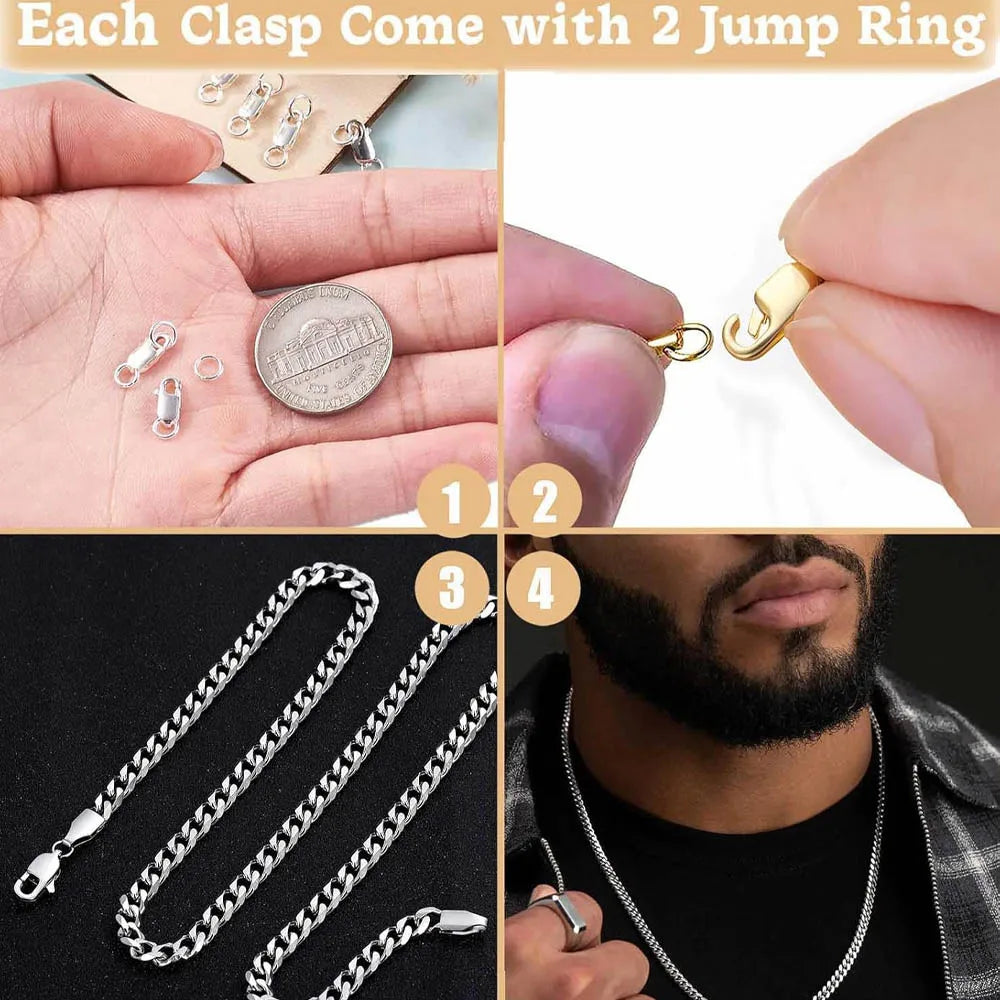 Stainless Steel Lobster Clasp with Closed Jump Rings