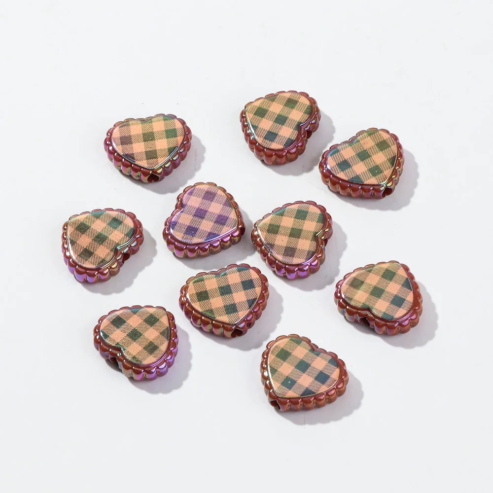 10pcs Love Heart Spacer Loose Beads Charms for DIY Bracelet Necklace Earring Jewelry Accessories