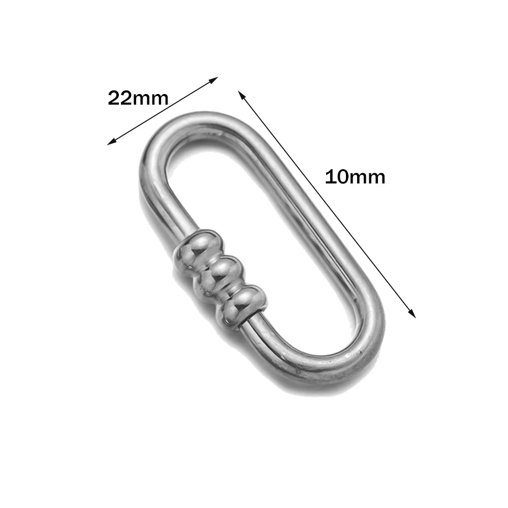 5pcs Stainless Steel Oval Star Buckle Carabiner Screw Lock Clasps For DIY Key ring