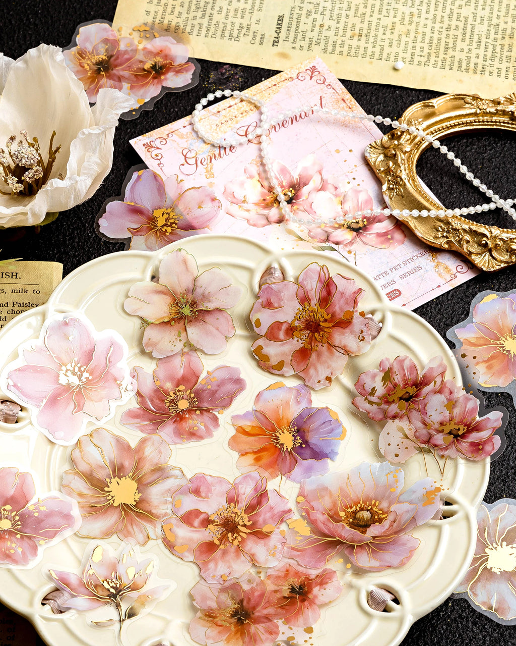 120pcs PET Sticker Pack Flower Poem Series Decoration Stickers DIY Calendar Scrapbook Diary