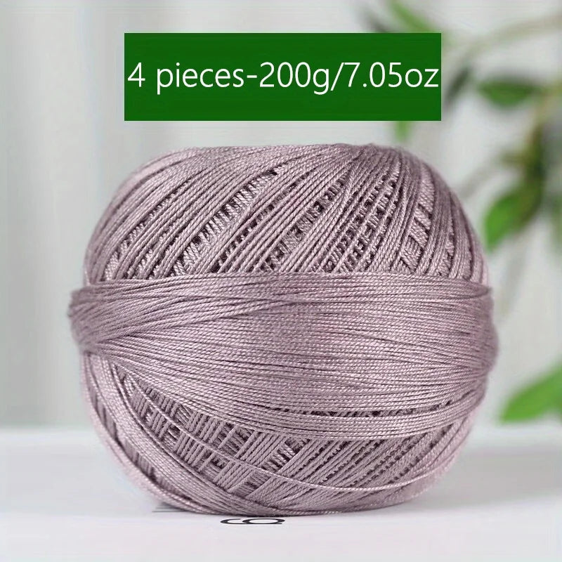 1PC Premium Mercerized Silk Lace Yarn Bundle-Soft, Durable, Vibrant Colors for DIY Knit & Crochet