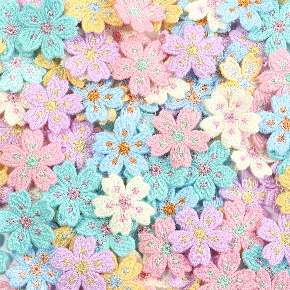 20Pcs/pack Colorful Flower Appliqued Cherry Blossoms Embroidery