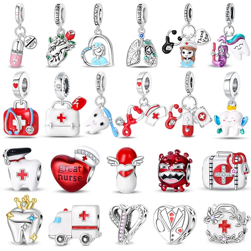 Original 925 Sterling Silver Charm Beads Medical Series