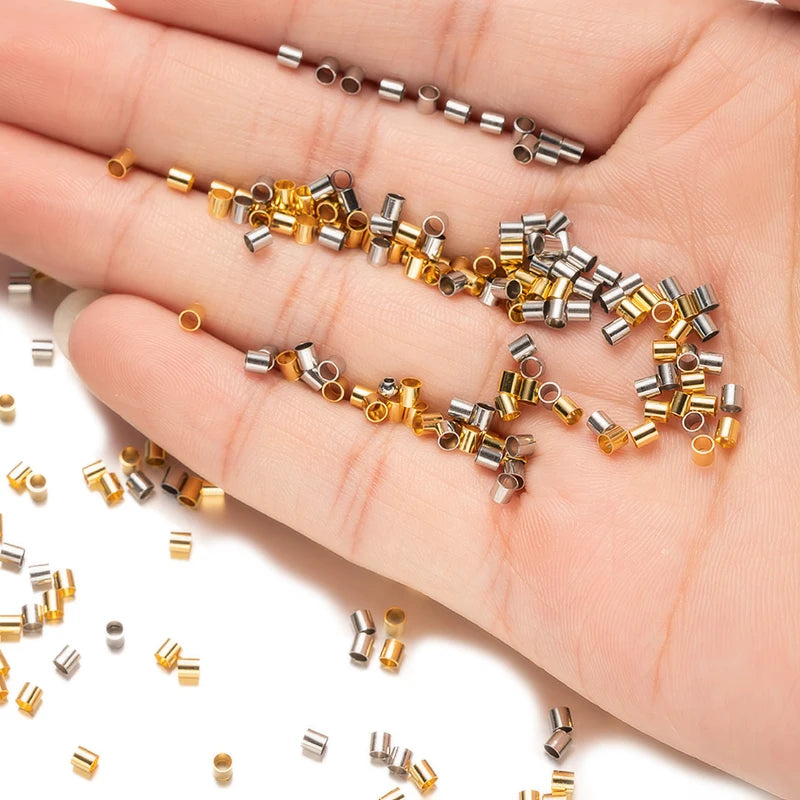 100pcs Stainless Steel, Tube Beads Spacer End Stopper Cap For DIY Jewelry Making