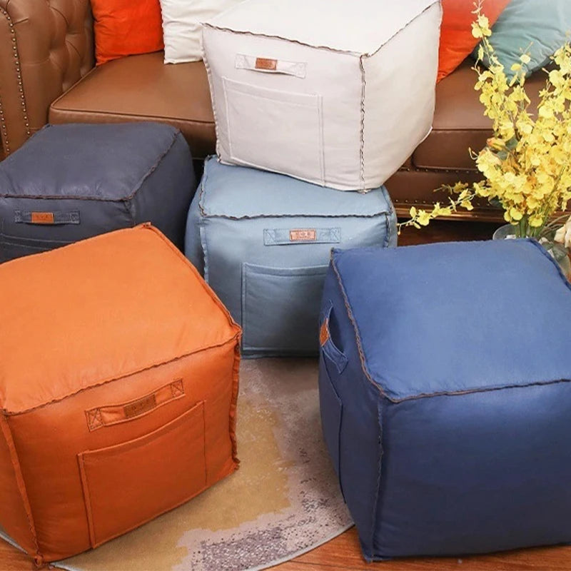 Unstuffed Pouf Cover No Filling Bohemian Lazy Floor Futon Under Desk Bedroom Decor