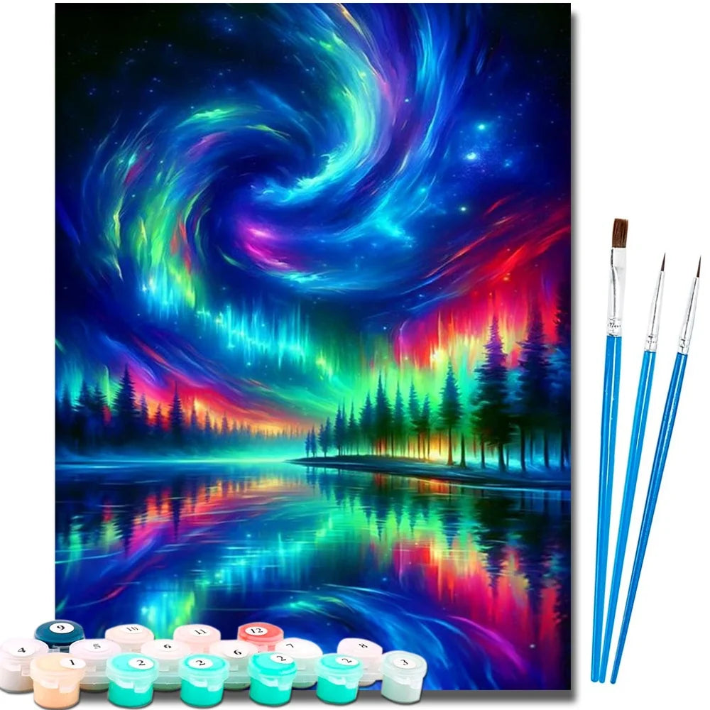 Scenery Aurora Diy Art Paint By Numbers  Landscape