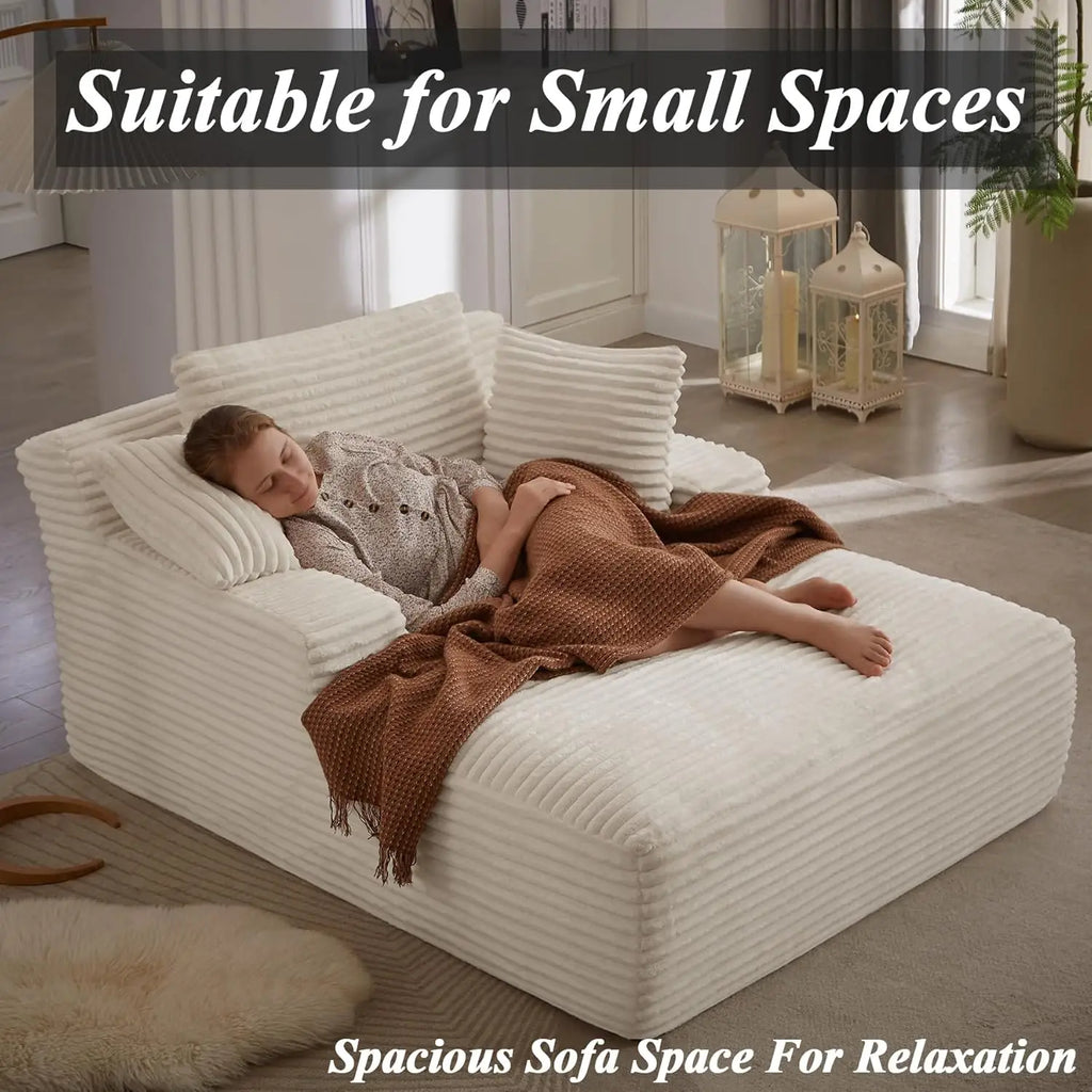 Oversized Chaise Lounge Chair with 3 Comfy Pillows for Living Room Bedroom