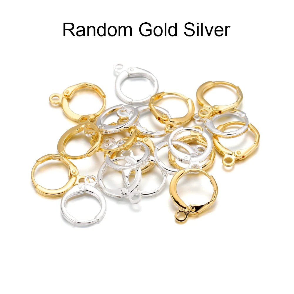 20pcs, Gold  France Lever Earring Hooks Wire Settings Base Earrings Hoops