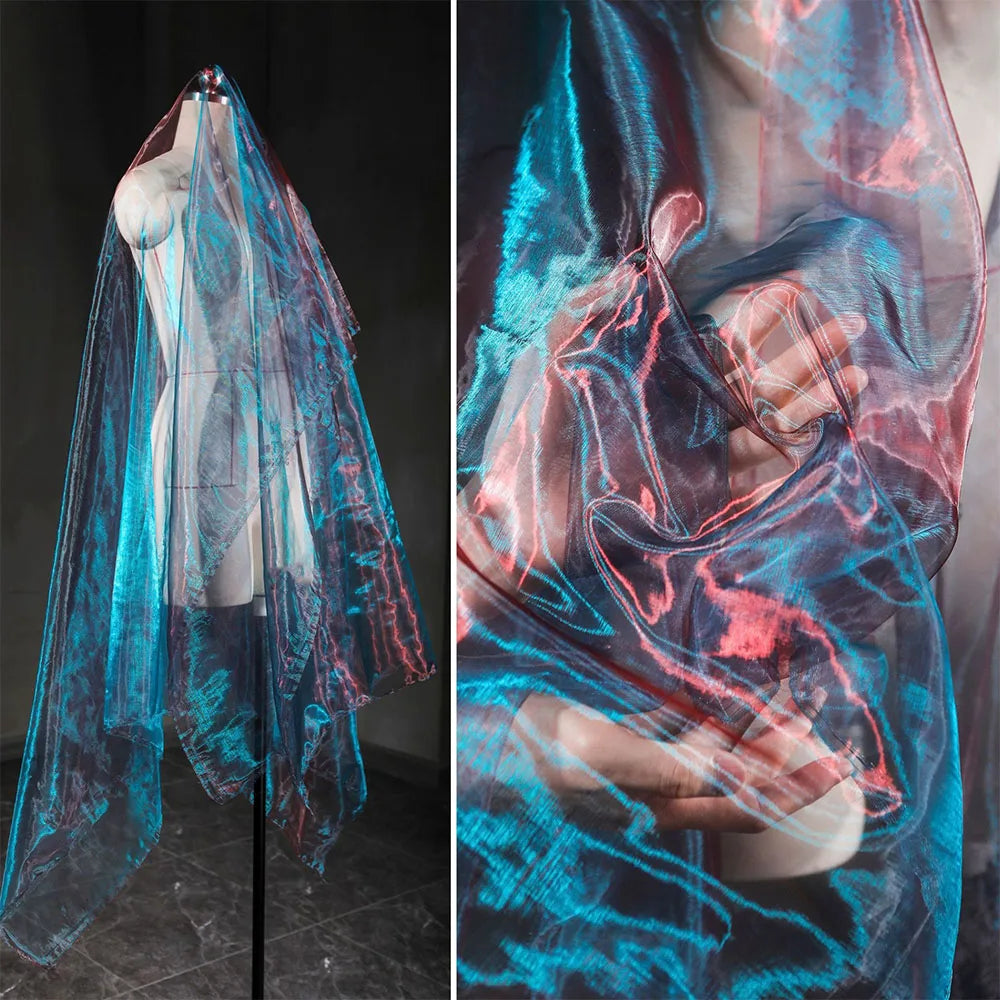 100X150cm Colorful Two-color Gradient Organza Mesh Fabric