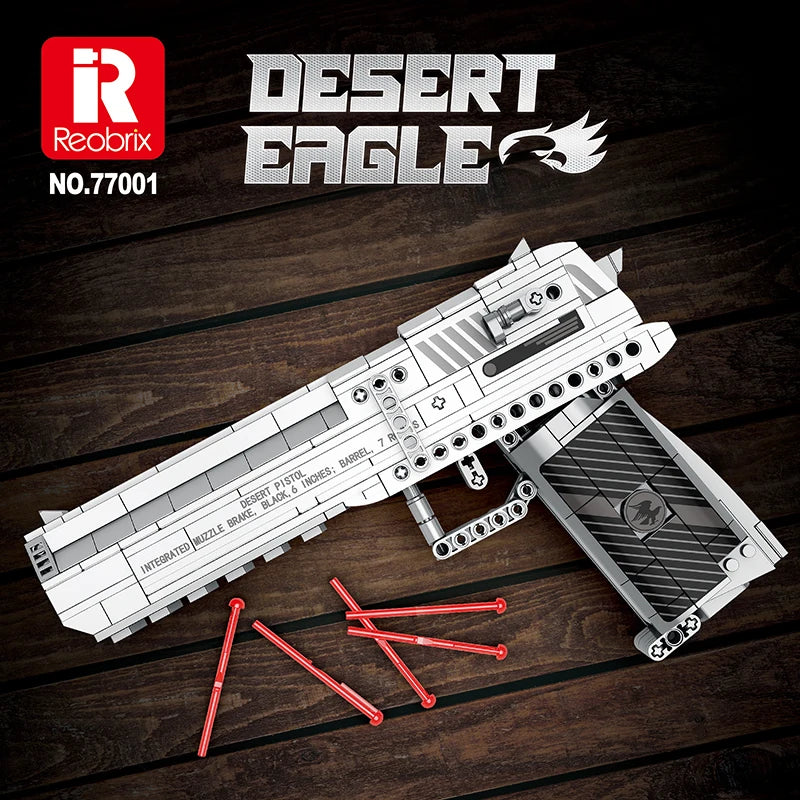 Realistic Pistol Model with Detachable Magazine & Firing Function, DIY Toy Gift
