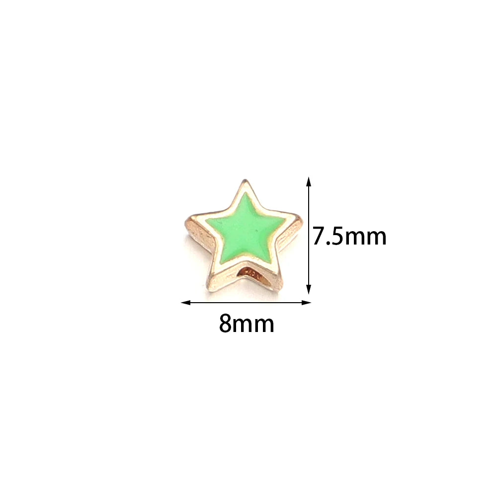 10pcs/Lot 8mm Alloy Double Sided Love Heart Enamel Beads for Jewelry Making Charms Loose Spacer Beads DIY Bracelet Necklace