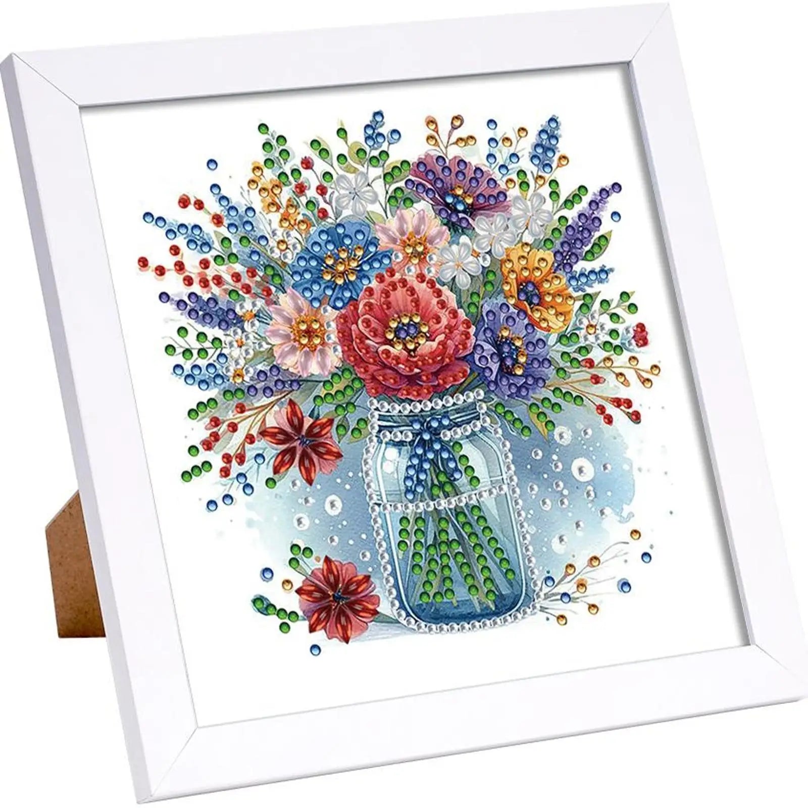 18x18cm Flower 5D DIY Special Shape Crystal Partial Diamond Painting Kit with Frame