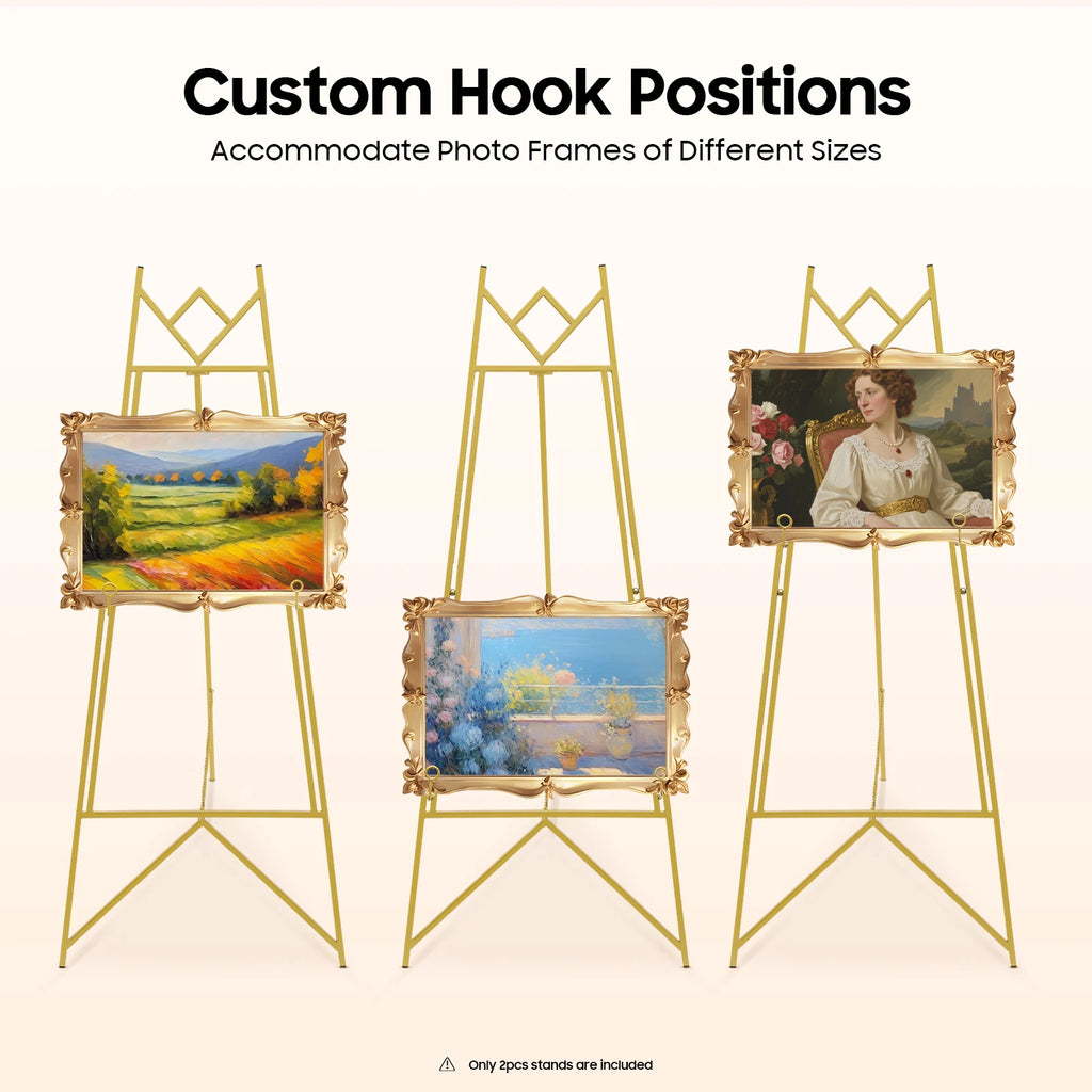 2 Pack Portable Art Gold Easel Stand for Wedding Sign & Poster