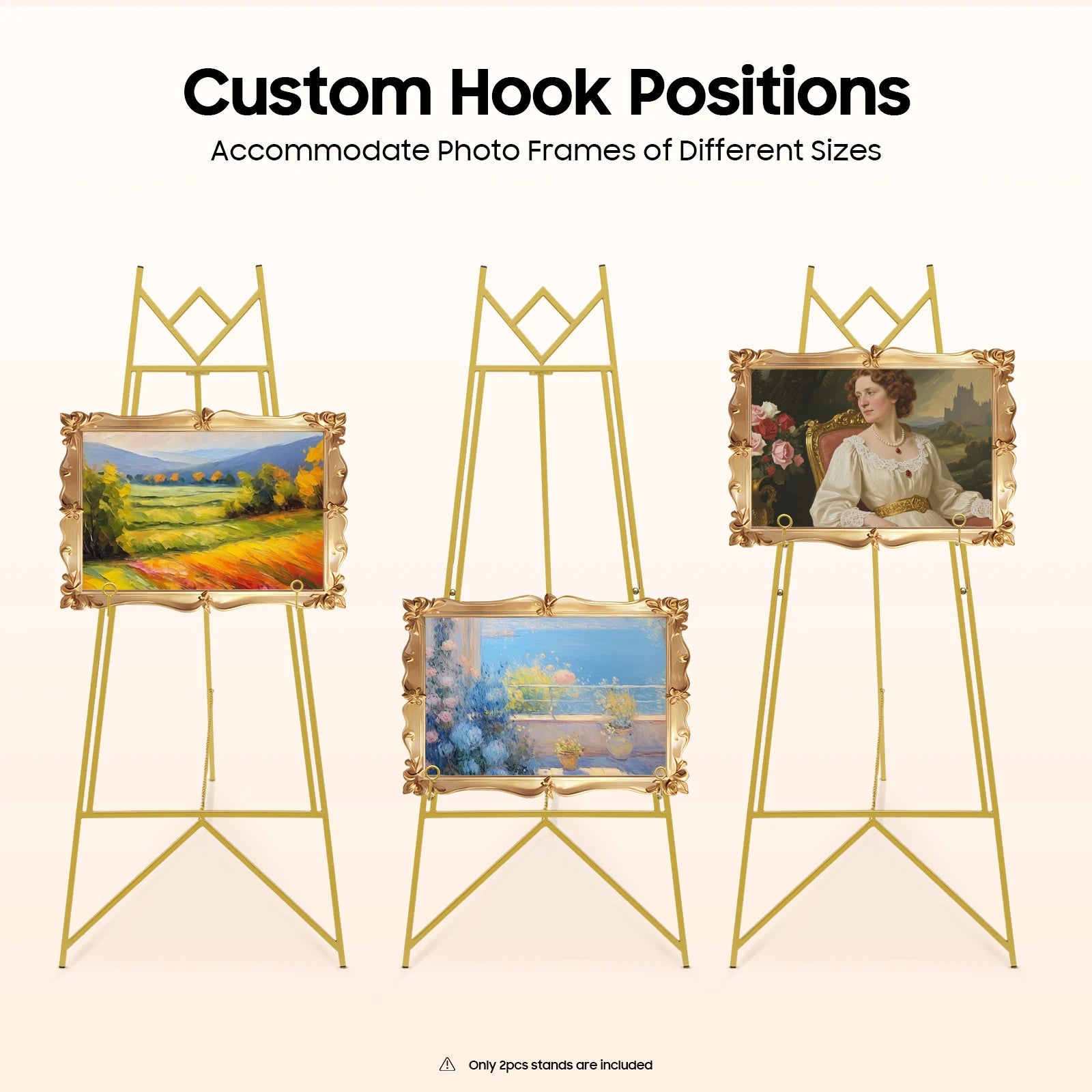 2 Pack Portable Art Gold Easel Stand for Wedding Sign & Poster