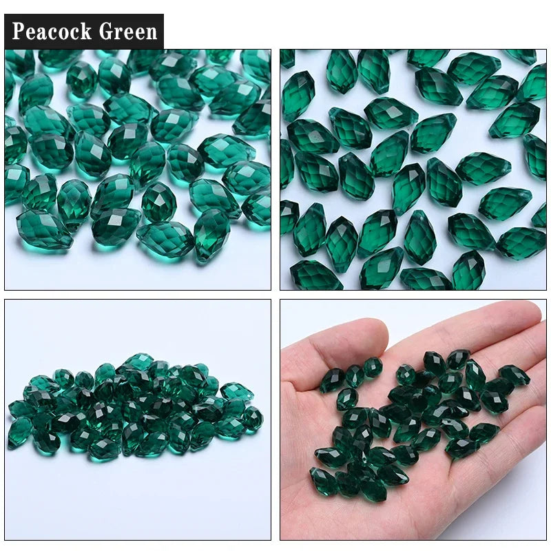 50pcs Crystal Teardrop Beads   Waterdrop Shape Faceted Beads