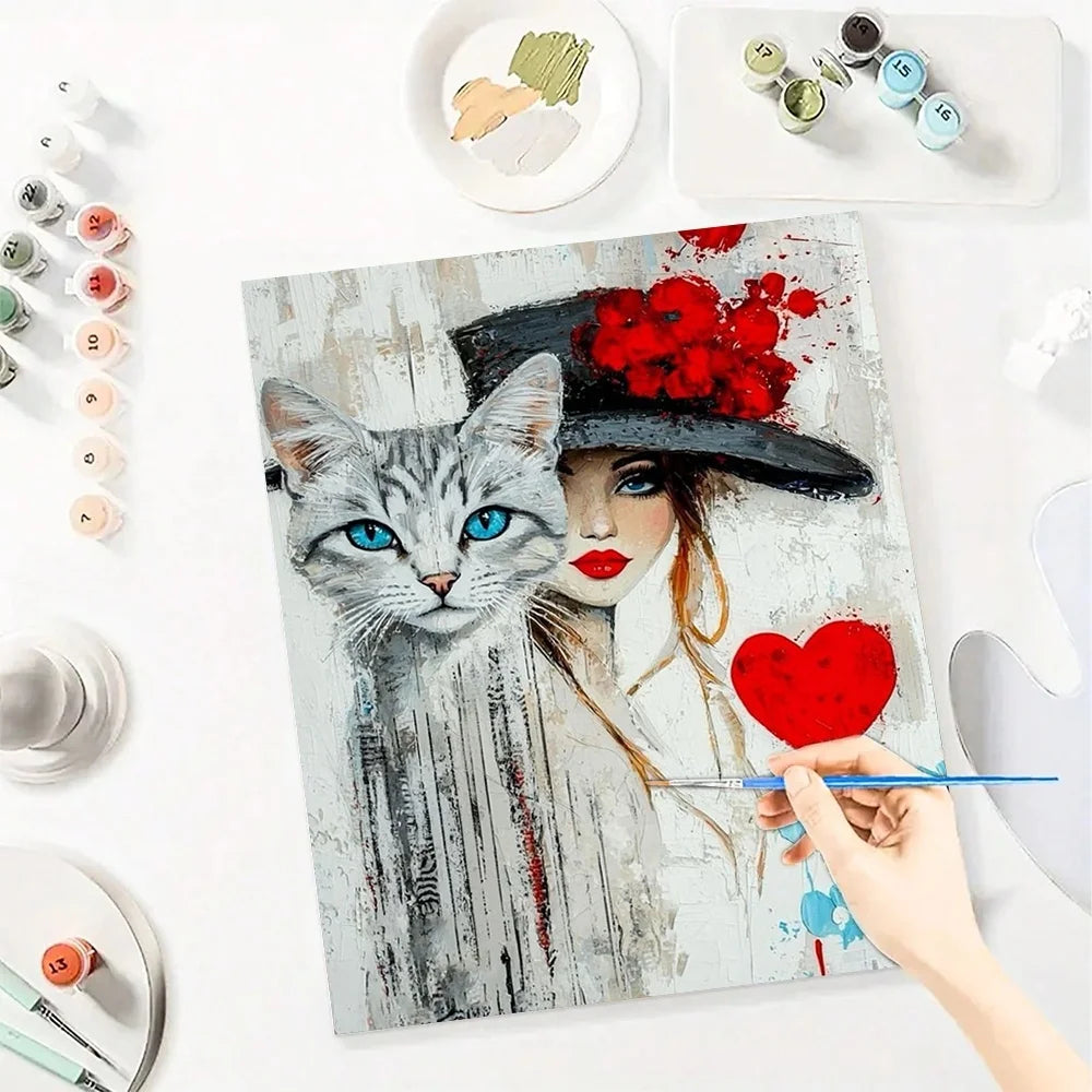Cartoon Diy Art Paint By Numbers  Abstract Cat