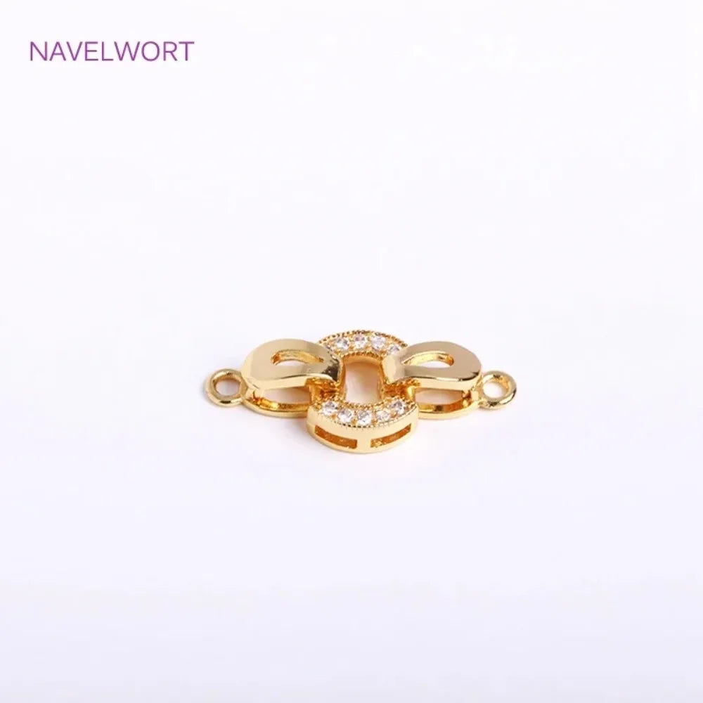 DIY Jewelry Accessories Inlaid Zircon Pearl Clasps Connectors 18K Gold Plated Pearl Clasps Fastener For Necklace Making Findings