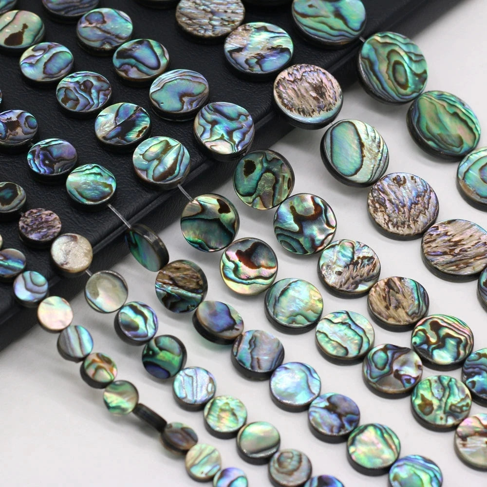 High Quality 5pcs Natural Shell Beads Coin Abalone Shell Loose Beads