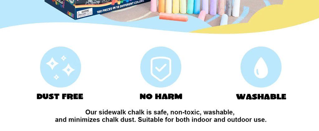 160 PCS Sidewalk Chalks Set Non-Toxic Washable Jumbo Chalk for Outdoor Art Play