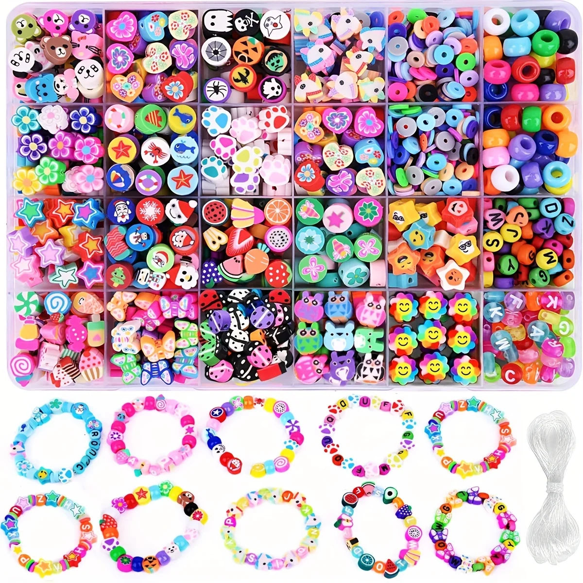 Handmade Jewelry Set Polymer Clay Beads Set Rainbow Color