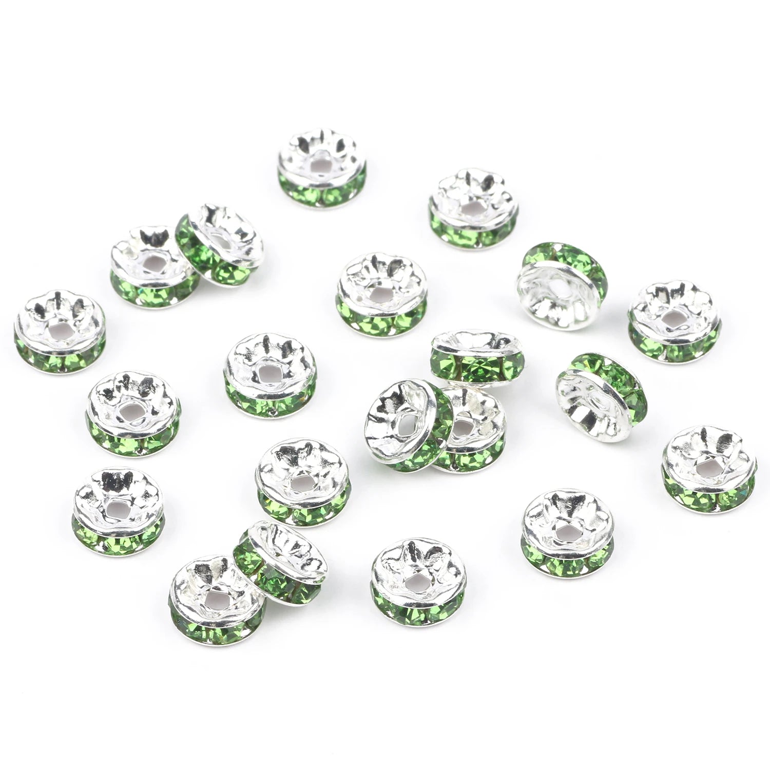 50pc/Lot 6mm 8mm 10mm AB Color  Rhinestone Ball Shape Loose Beads Metal Crystal Beads
