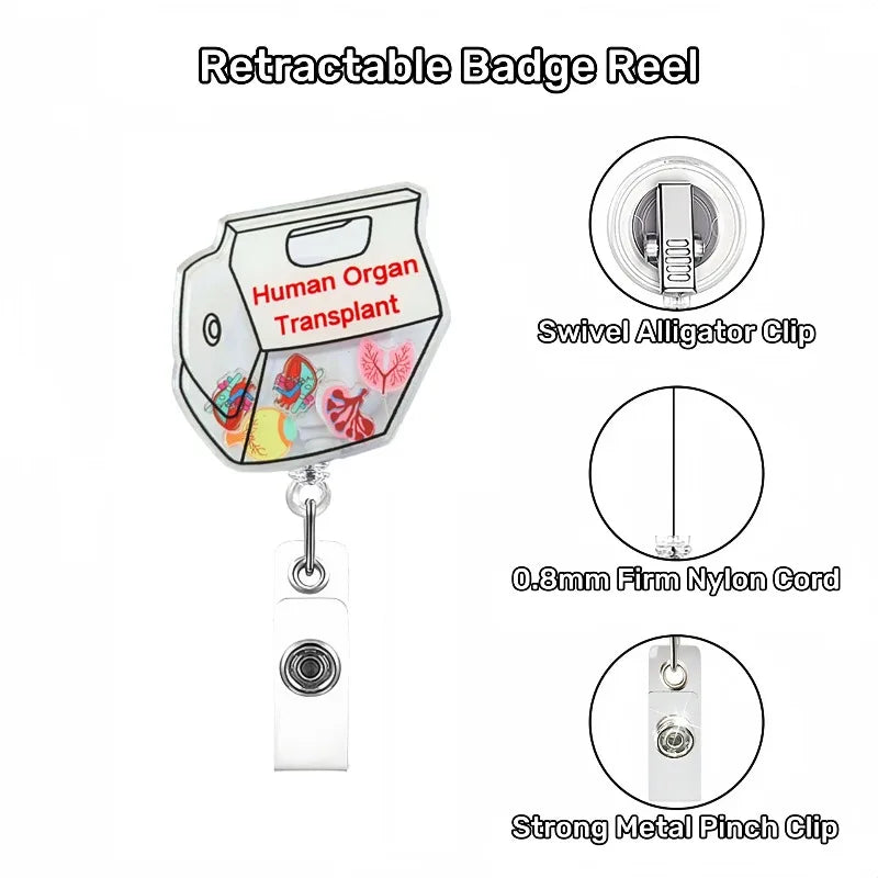 Cartoon Medical Supplies Badge Reel Funny Retractable ID Badge Clip with Rotating Alligator Clip for Nurse Gift