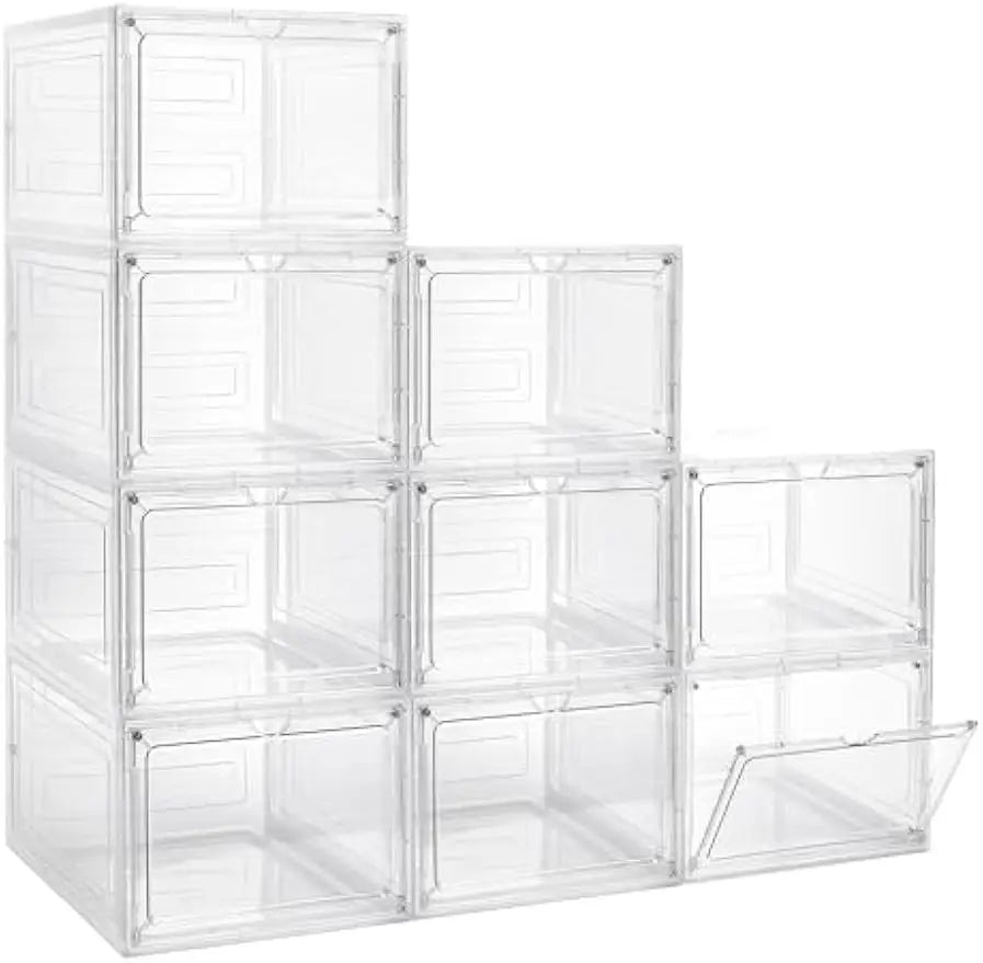 9 Pack Clear Bins , Magnetic Lids, 19 Qt, Stackable Organizer Box for arts and crafts